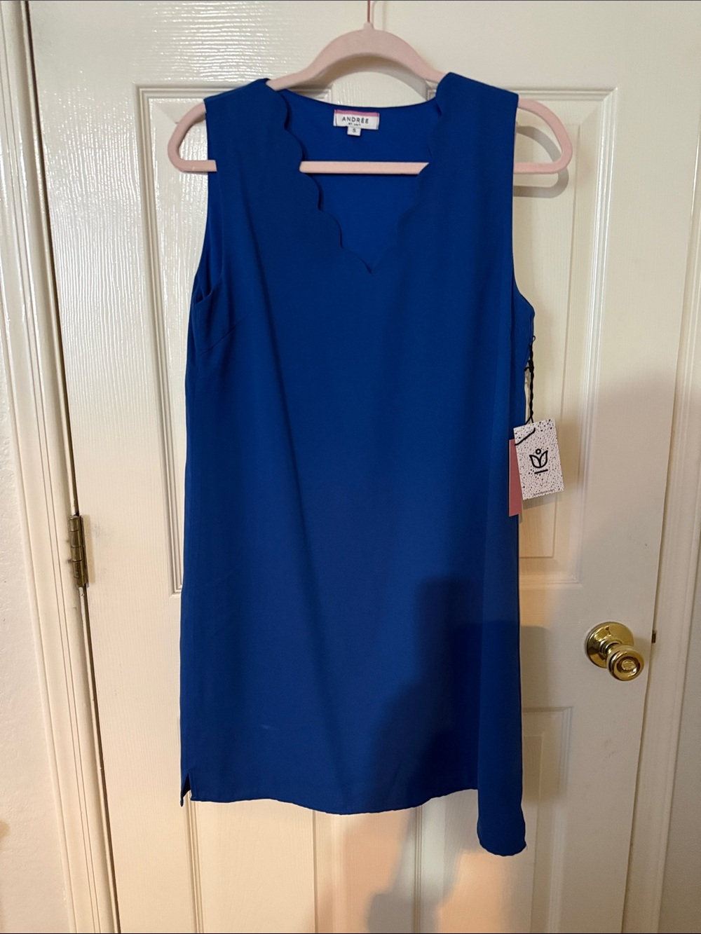 ANDREE BY UNIT Royal Blue Scallop Neck Shift Dress